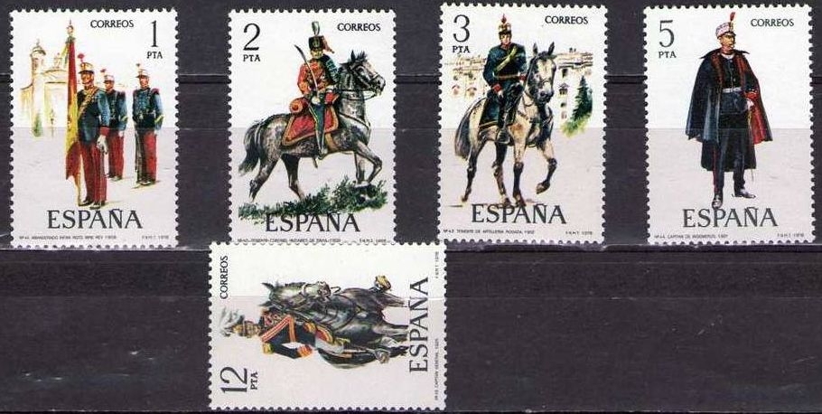 z vendido ESPAÑA 1978 2451/5 Sellos Nuevos Uniformes Militares Completa Espana Spain Espagne Spagna Spanje Spanien 
